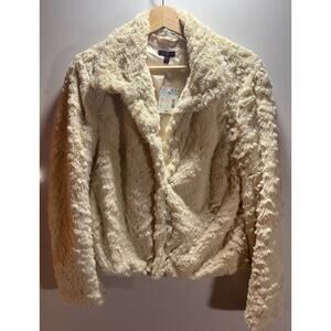 Bongo Junior Natural Faux Fur Vintage Luxe Teddy Jacket SZ Large Super Soft NWT